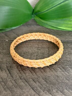 Woven Rattan Natural Tan Bangle Bracelet
